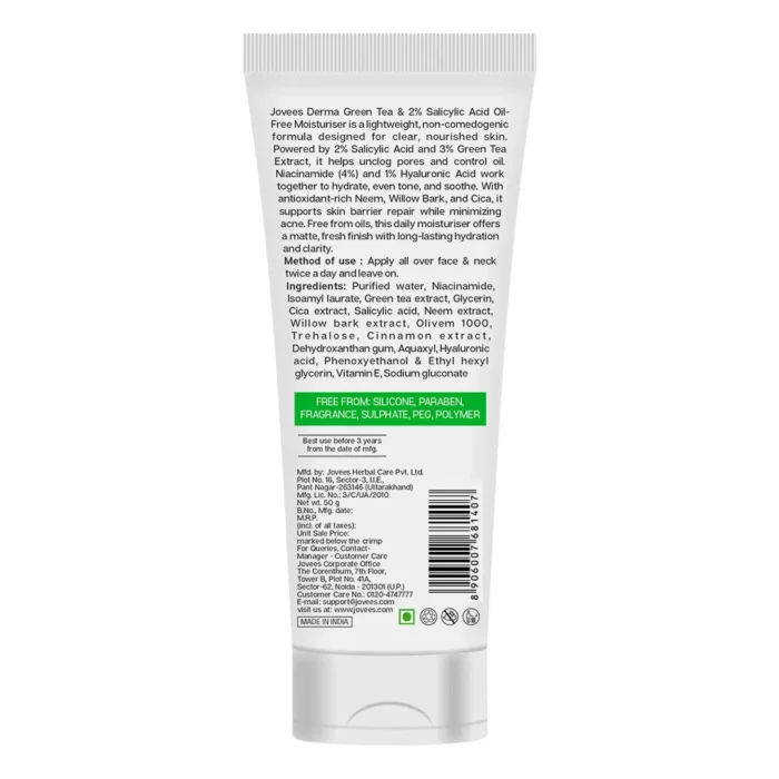 Jovees Derma Green Tea & 2% Salicylic Acid Acne Control Cleanser Face Wash - Image 2