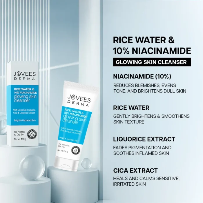Jovees Derma Rice Water & 10% Niacinamide Glowing Skin Cleanser Face Wash - Image 4