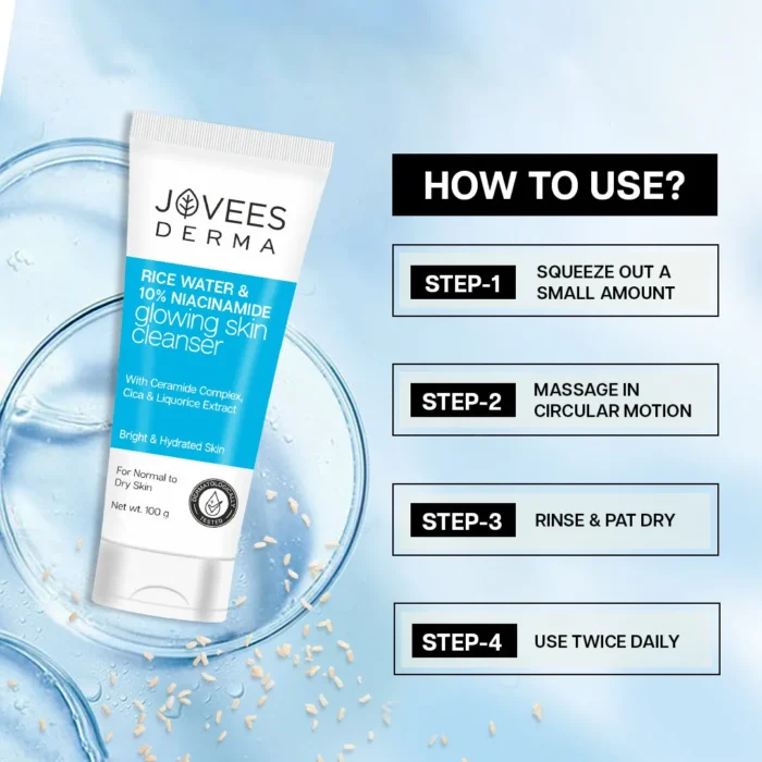 Jovees Derma Rice Water & 10% Niacinamide Glowing Skin Cleanser Face Wash - Image 5