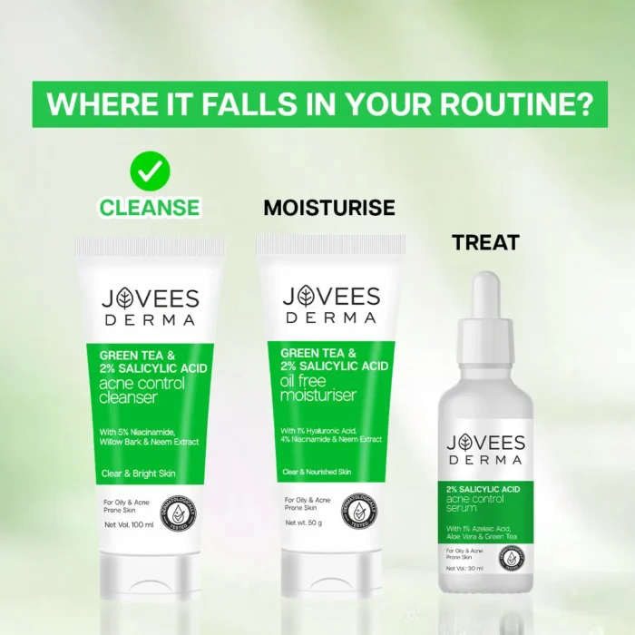 Jovees Derma Green Tea & 2% Salicylic Acid Acne Control Cleanser Face Wash - Image 7
